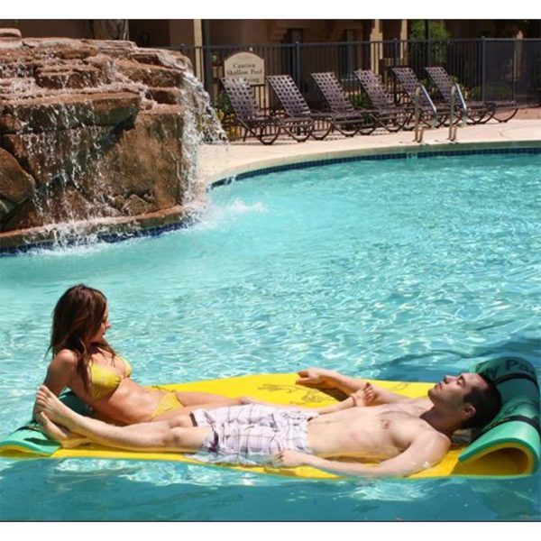 Aqua Lily Pad Tadpole Double Adult Floating Foam Pool Lounger Mat， Green/Yellow - Image 2