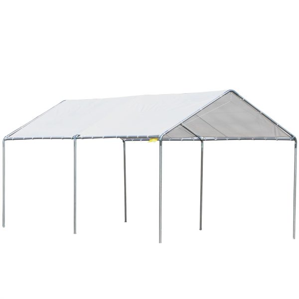 Outsunny 10'x20' Carport Heavy Duty Galvanized Car Canopy with Included Anchor Kit, 3 Reinforced Steel Cables, White - Image 2