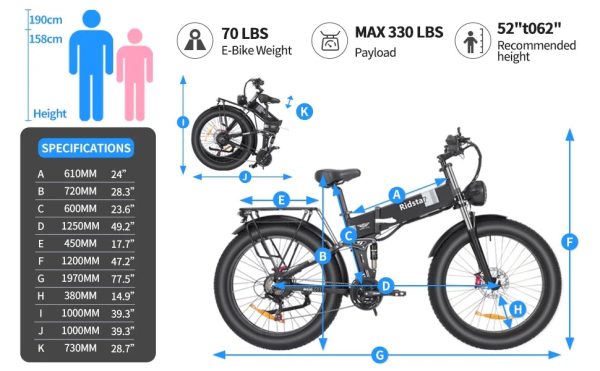 Eletric Bike for Adults, 750W Motor 48V 20Ah Removable Battery 26'' Fat Tire Folding E-Bike Shimano 21-Speed MTB Cycling UL2849 - Image 4