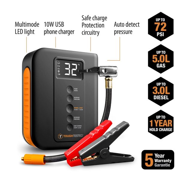 ToughTested - Vehicle Jump Starter with Air Pump Tire Inflator & Built-in Portable Charger Powerbank - Image 5