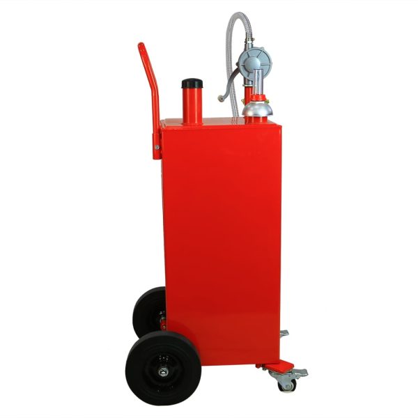 30 Gallon Gas Caddy Tank Storage Drum Gasoline Diesel Fuel Transfer with Universal Wheel Red - Image 4