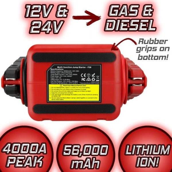 17L 750HP heavy duty truck 24 volt jump starter 50000 mah 12v 24v car jump starter - Image 3