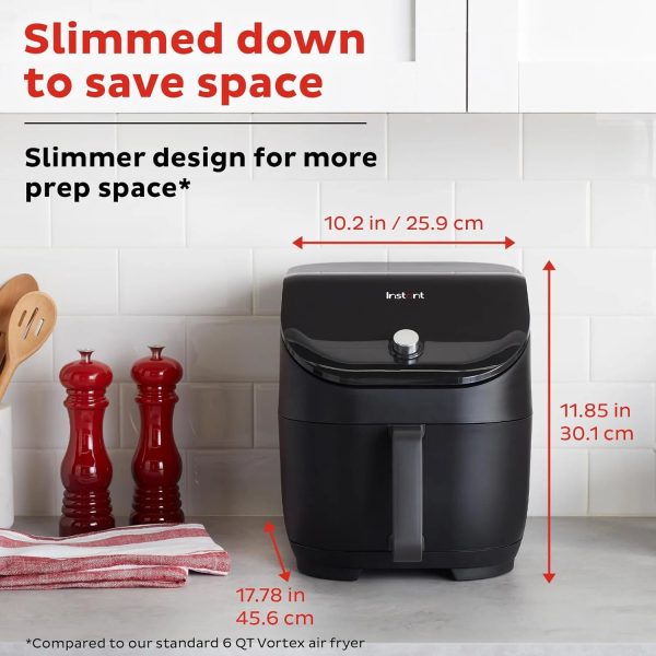 Slim XL 6QT Air Fryer that Crisps, Roasts, Reheats, Bakes, Broils & is Quiet, Space Saving, Nonstick, Dishwasher-Safe, 100+ In-App Recipes,Black - Image 2