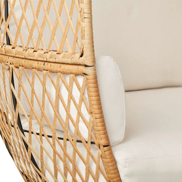 Better Homes and Gardens Ventura Boho Stationary Wicker Egg Chair， Off-White - Image 7