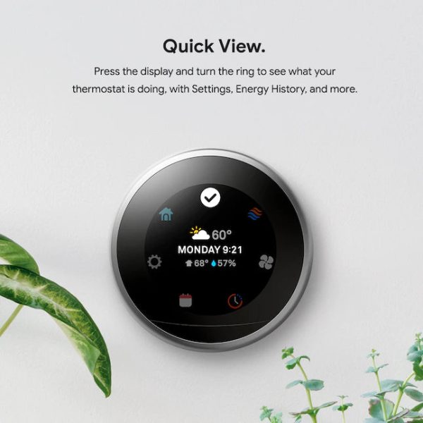 Google Nest Learning Smart Thermostat with WiFi Compatibility (3rd Generation) - Stainless Steel - Image 10