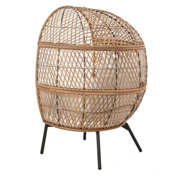 Better Homes and Gardens Ventura Boho Stationary Wicker Egg Chair， Off-White - Image 3