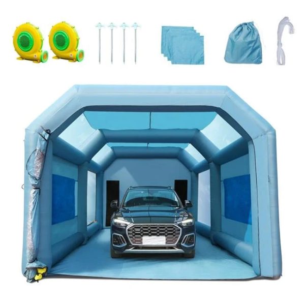 23 x 13 x 8.5 ft. Inflatable Paint Booth, Inflatable Spray Booth, High Powerful 480W & 750W Blowers Spray Booth Tent, Car Paint Tent Air Filter System, Blue