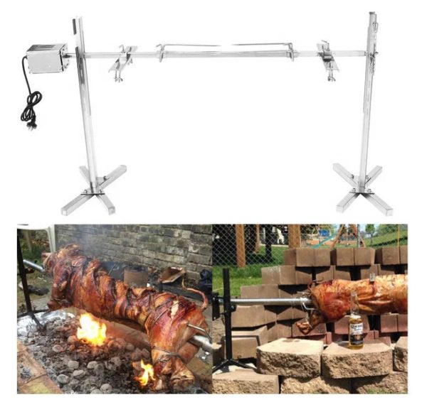 INTSUPERMAI 90lbs Rotisserie Grill Spit Roaster Tripod Electric Motor Stainless Steel Lamb Skewer - Image 7