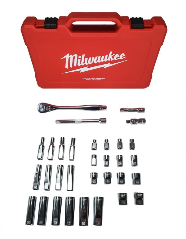 Milwaukee 48-22-9508 3/8" Drive 32-Piece Metric Ratchet & Socket Set with Case - Image 4