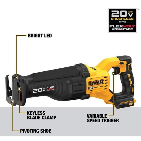 20V MAX Lithium-Ion Cordless Brushless 5 Tool Combo Kit with (2) 4.0Ah Batteries and Charger DCKTS599M2 - Image 8