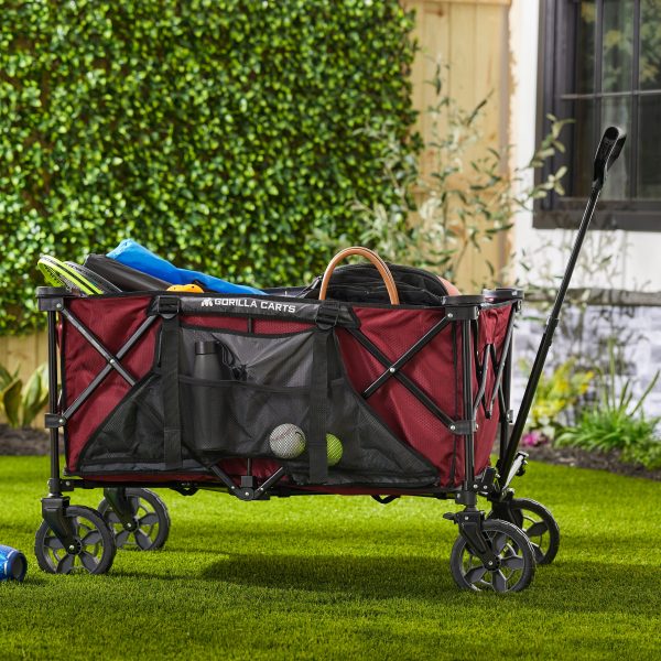 Gorilla Carts 7 Cubic Feet Foldable Utility Beach Wagon w/ Oversized Bed, Red💝 Last Day For Clearance - Image 12