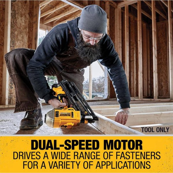 20V MAX XR Lithium-Ion Cordless Brushless 2-Speed 30�ć Paper Collated Framing Nailer (Tool Only) DCN692B - Image 3