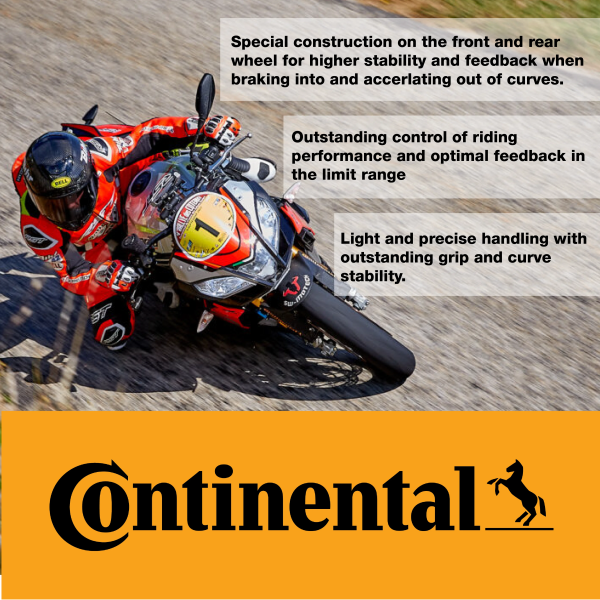 Continental ContiSportAttack 2 120/70ZR17 Front & 180/55ZR17 Rear Sports Motorcycle Tires - High-Performance Grip, Enhanced Stability, and Quick Warm-Up 120/70-17, 180/55-17 - Image 5