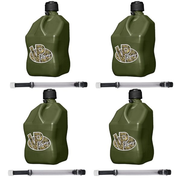 VP Racing Fuels 5.5 Gallon Utility Jugs with Deluxe Hoses, Camo (4 Pack)