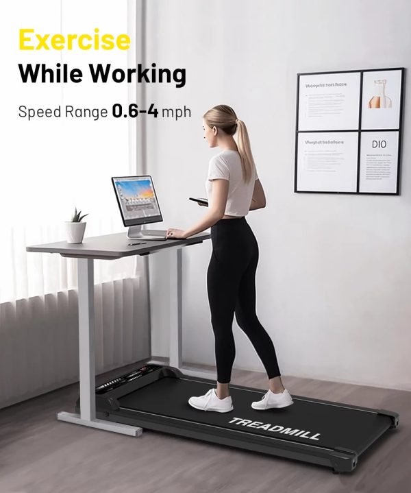 Walking Treadmill Under Desk Portable Walking Pad 265LBS 2.25HP for Home Office, Black - Image 4