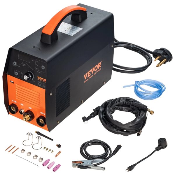 VEVOR TIG Welder, 210Amp 3 in 1, 110/220V Dual Voltage HF TIG/Stick/Clean Welding Machine w/ USB, IGBT Inverter & Torch, Digital Arc Welder for Stainless Steel, Iron, Mild Steel, Copper, and Nickel