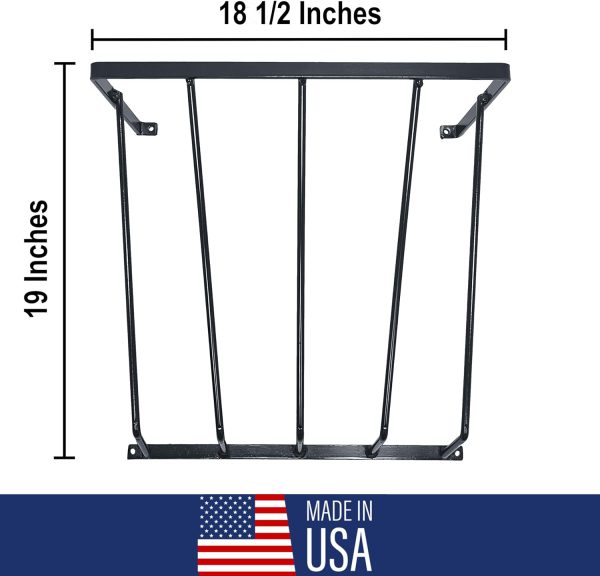 Heavy Duty Steel Wall Hay Rack by Dutch Ranch| Steel Hay Rack for Sheep, Goats & Livestock | Hay Feeder Wall Mount for Easy Hay Storage | Black 18.5'' Long Horse Hay Feeder | Made in USA - Image 7