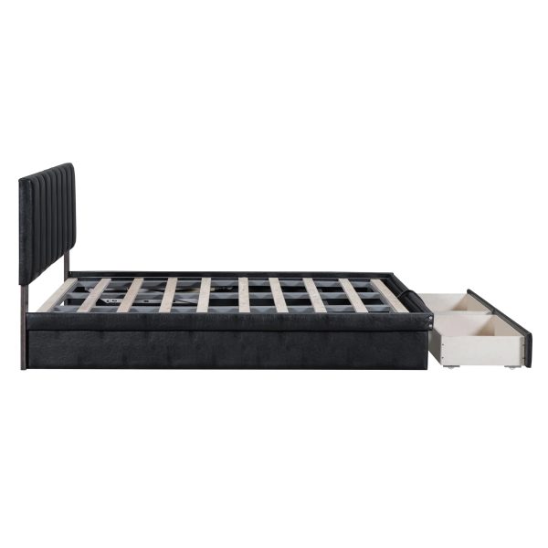 Roomfitters Full Size Upholstered Bed with Hydraulic Storage System and Drawer, Black - Image 6