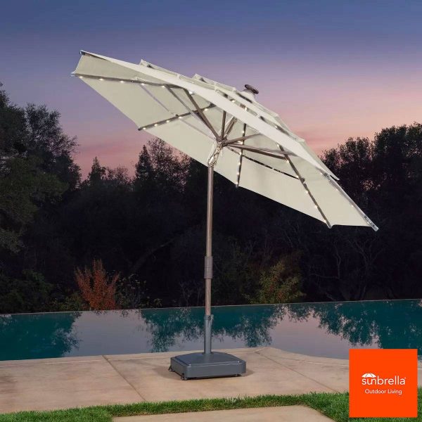 Activa 11ft Aluminium Umbrella with LED Lights in Pumice