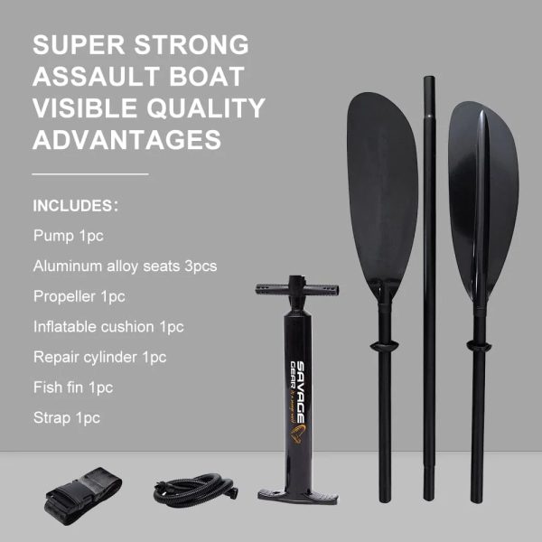 2 Person Inflatable Kayak Fishing PVC Boat - 130'' x 43'' x 11.8'' with Aluminum Alloy Seat, Paddle, Inflatable Mat, Repair Kit, Fin - Image 7