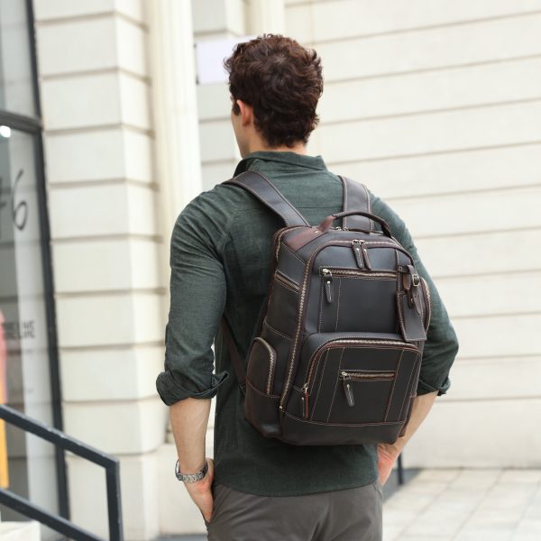 15.6" Full Grain Leather Laptop Backpack - Image 6