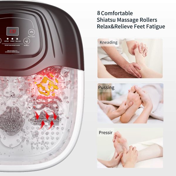 YOZIHAYL Foot Spa Bath Massager with Heat Epsom Salt Bubbles Vibration and Red Light 8 Massage Roller Pedicure Tub for Stress Relief Foot Soaker Acupressure Points&Temperature Contr - Image 3