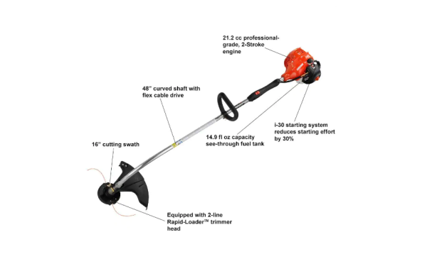 ECHO GT-225 21.2 cc Gas 2-Stroke Cycle Curved Shaft Trimmer - Image 2