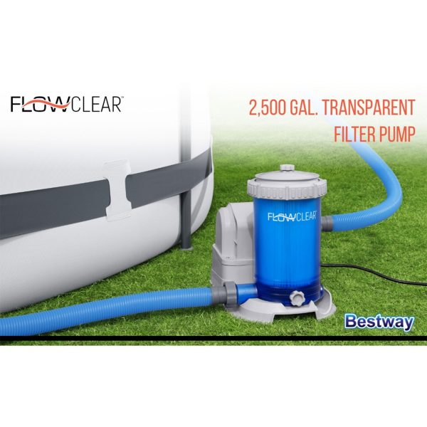 Bestway Flowclear Transparent Filter Above Ground Pool Pump 2500 GPH (Open Box) - Image 4