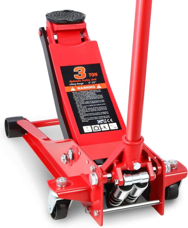 DNA Motoring TOOLS-00235 Low Profile Hydraulic Trolley Service Garage Floor Jack 3 Ton