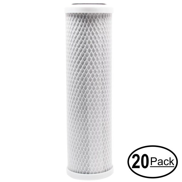 20-Pack Replacement for PurePro EC106-Alkaline Activated Carbon Block Filter - Universal 10 inch Filter for PurePro Alkaline RO System - Denali Pure Brand