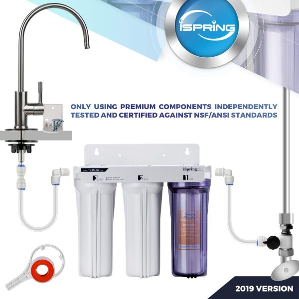 iSpring US31 Classic 3-Stage Under Sink Water Filtration System for Drinking, Tankless, High Capacity, Sediment + Carbon + Carbon (Newest Version) - Image 2