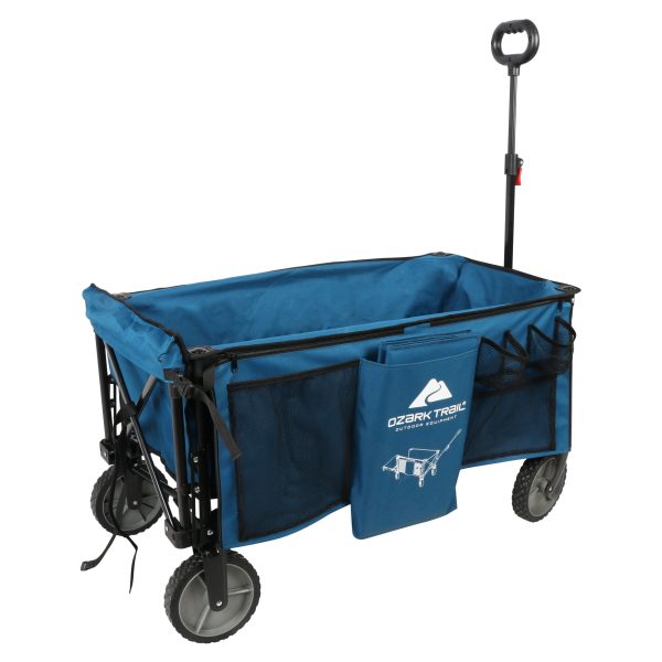 Ozark Trail Quad Folding Camp Wagon with Tailgate， Blue