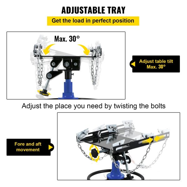 VEVOR Transmission Jack 1100 lbs 2-Stage Hydraulic High Lift Vertical Telescopic,Blue - Image 4