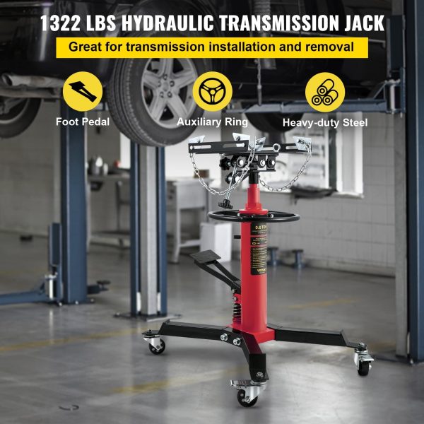 VEVOR Transmission Jack 1322 lbs 2-Stage Hydraulic High Lift Vertical Telescopic - Image 2