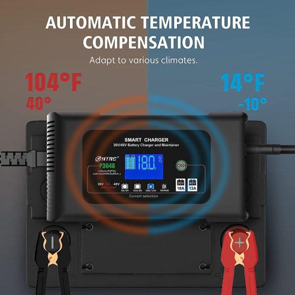 Golf cart Battery Charger, 48V 13A and 36V 18A Trickle Battery Charger,48 Volt cart Golf Charger,for 48 Volt Club Golf Car,Lithium,LiFePO4,Lead-Acid AGM/Gel/SLA..Battery Charger,3 Pin Round Plug - Image 4