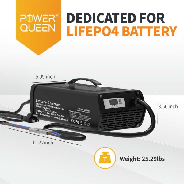 Power Queen 14.6V 40A Lithium Battery Charger Fast Charging Automotive Maintainer - Image 4