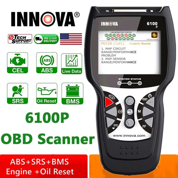 INNOVA 6100P OBD2 Scanner SRS Engine ABS Code Reader Oil Light Reset Automotive Diagnostic Tool for OBDII 12V Cars SUV Minivan Light Truck EOBD OBD Car Live Data Full OBD2 Functions Turn off MIL - Image 12