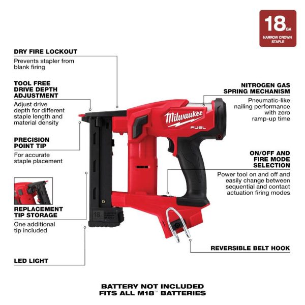 MW M18 FUEL 18 Gauge 1/4 in. Narrow Crown Stapler (Bare Tool) 2749-20 from MW - Image 8