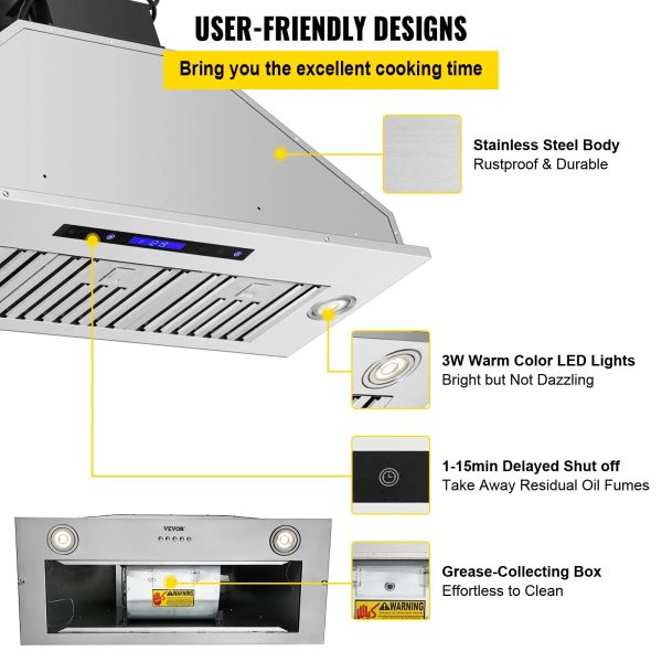 BENTISM Built-in Range Hood Insert Vent Hood 900CFM 36in Touch & Remote Control - Image 6