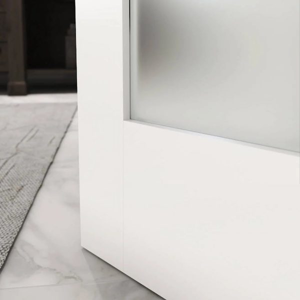 30 in. x 80 in. x 1-3/8 in. Frosted Glass 1-Lite Shaker Primed Solid Wood Core Interior Door Slab - Image 2