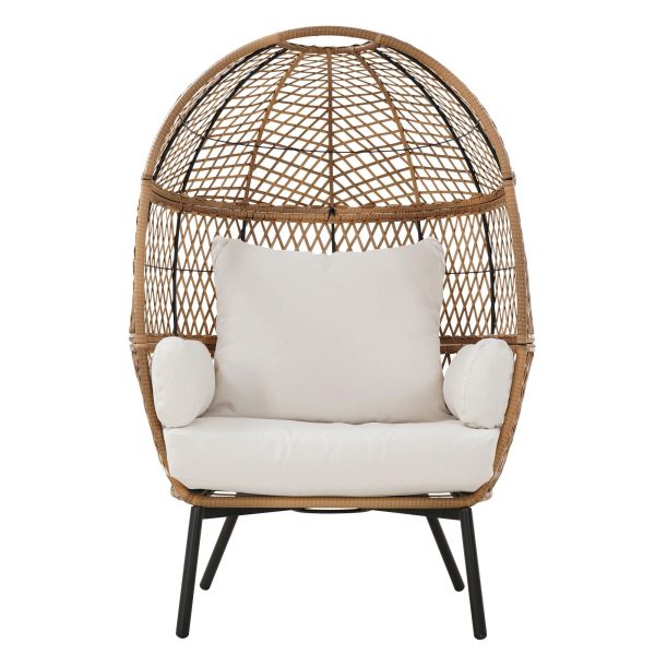 Better Homes and Gardens Ventura Boho Stationary Wicker Egg Chair， Off-White