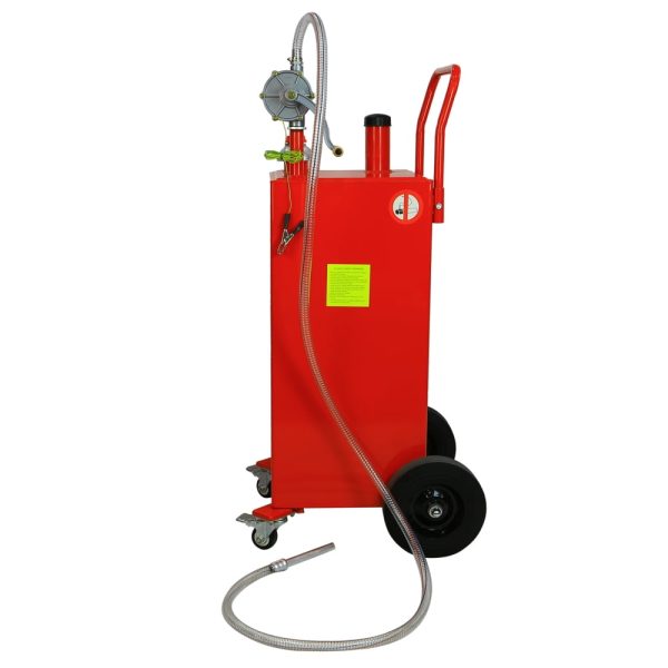 30 Gallon Gas Caddy Tank Storage Drum Gasoline Diesel Fuel Transfer with Universal Wheel Red - Image 2