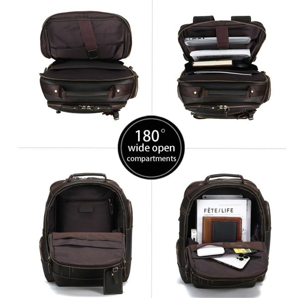 15.6" Full Grain Leather Laptop Backpack - Image 10