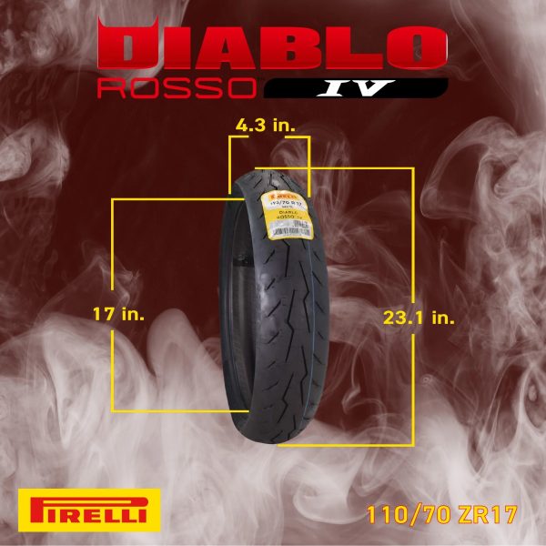 Pirelli Diablo Rosso IV Front 110/70ZR17 & Rear 180/55ZR17 Tires with Keychain - Image 3