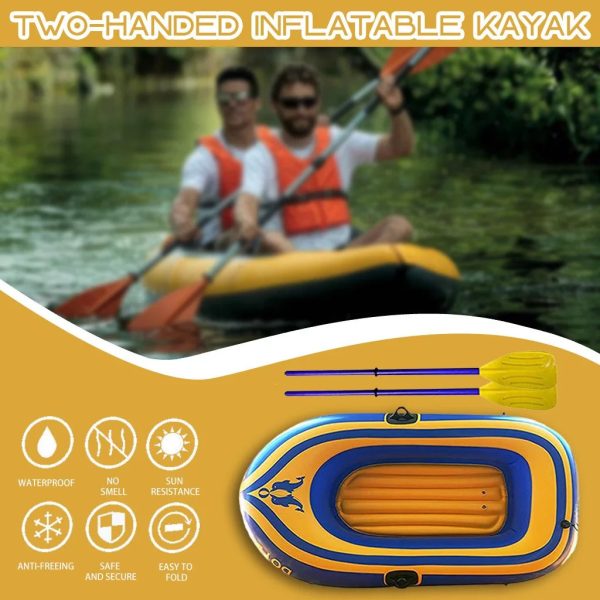 YDNGF Thickened Pvc Inflatable 2person Kayak Rafting Boat Inflatable Boat 2person Boat Dinghy Sports Leisure Inflatable Fishing Rafting Water - Image 2