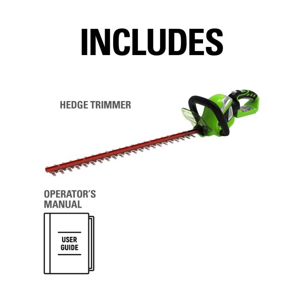 Greenworks 40V 24" Hedge Trimmer with (1) 2Ah Battery and Charger 22262VT - Image 10