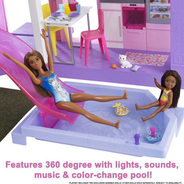 Barbie Deluxe Special Edition 60th DreamHouse Dollhouse Playset with 2 Dolls， Car and 100+ Pieces - Image 4