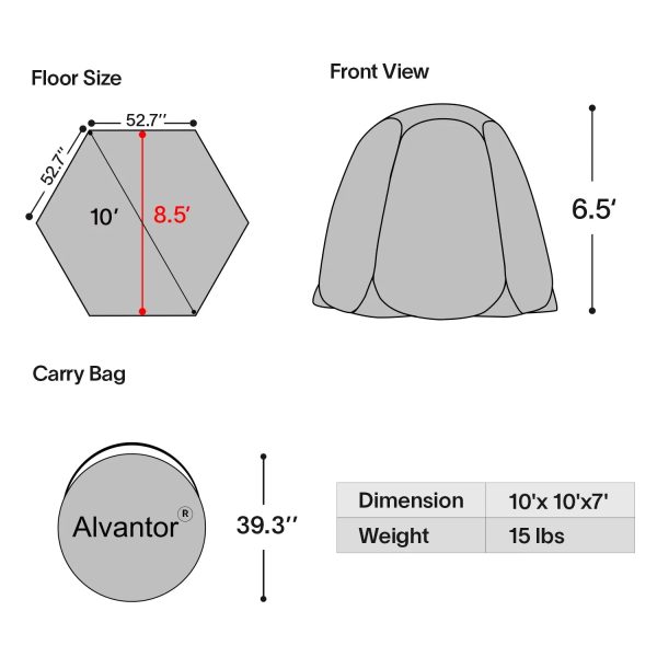 Screen House Camping Room Pop Up Gazebo 10'X10' Instand Canopy - Image 5