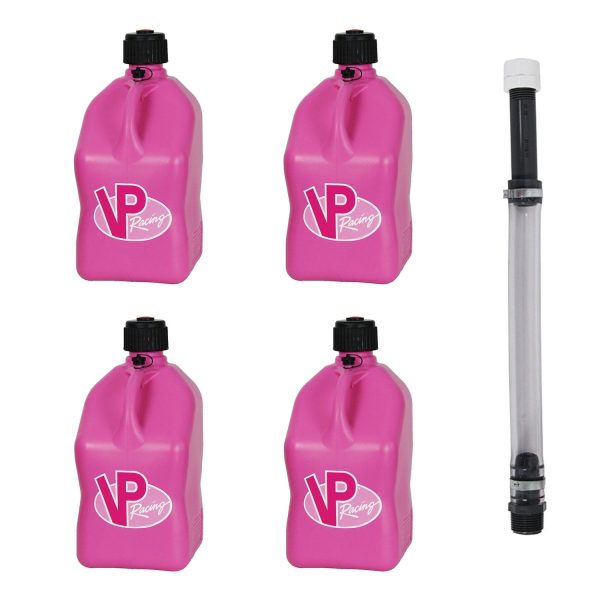 VP Racing 5 Gallon Motorsport Liquid Jug (4 Pack) with 14 Inch Hose Kit