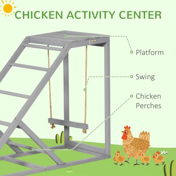 PawHut Chicken Activity Play Chicken Coop Toy Hen Accessory w/ Platform Gray - Image 3